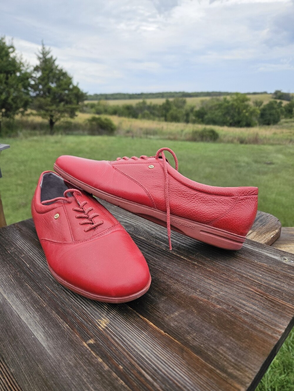 Easy Spirit Motion Womens Red Leather Oxford Shoes Size 9.5 M Comfort Walking
